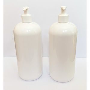 32 oz White Plastic Bottles with Pump (2)- Never Been Used